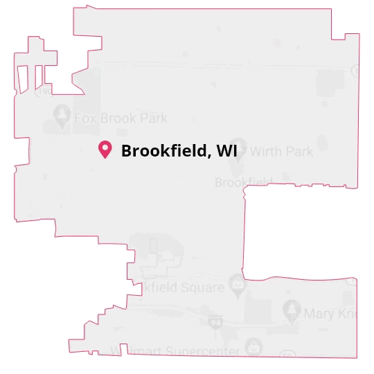 Map of the Brookfield, WI service area