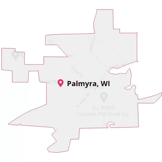 Map of the Palmyra, WI service area