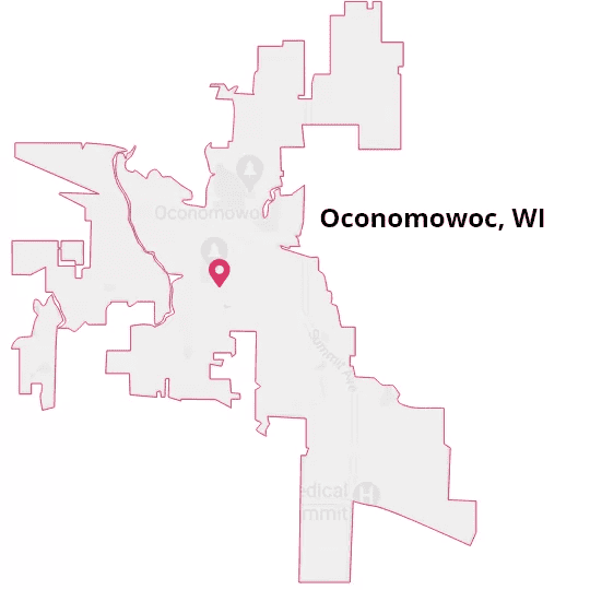 Map of the Oconomowoc, WI service area