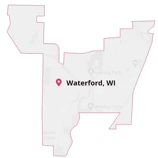 Map of the Waterford, WI service area